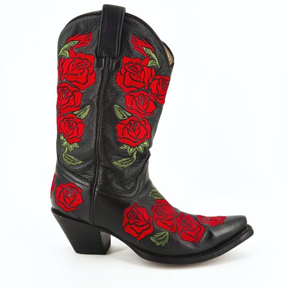 Corral Cowboy Boots 8.5 Embroidered Roses Western Boho Cowgirl Rodeo Festival - Picture 1 of 9